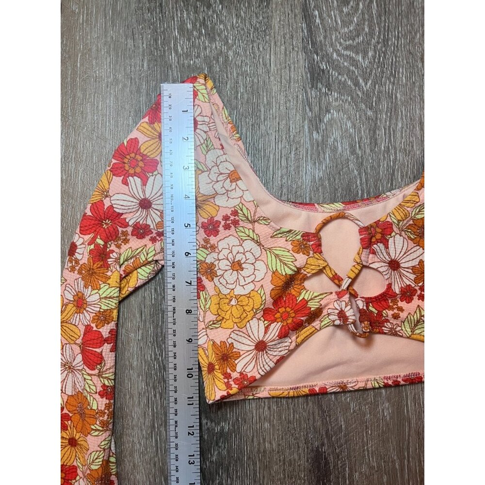 Flower long sleeve crop womens xs cross back - Picture 4 of 4